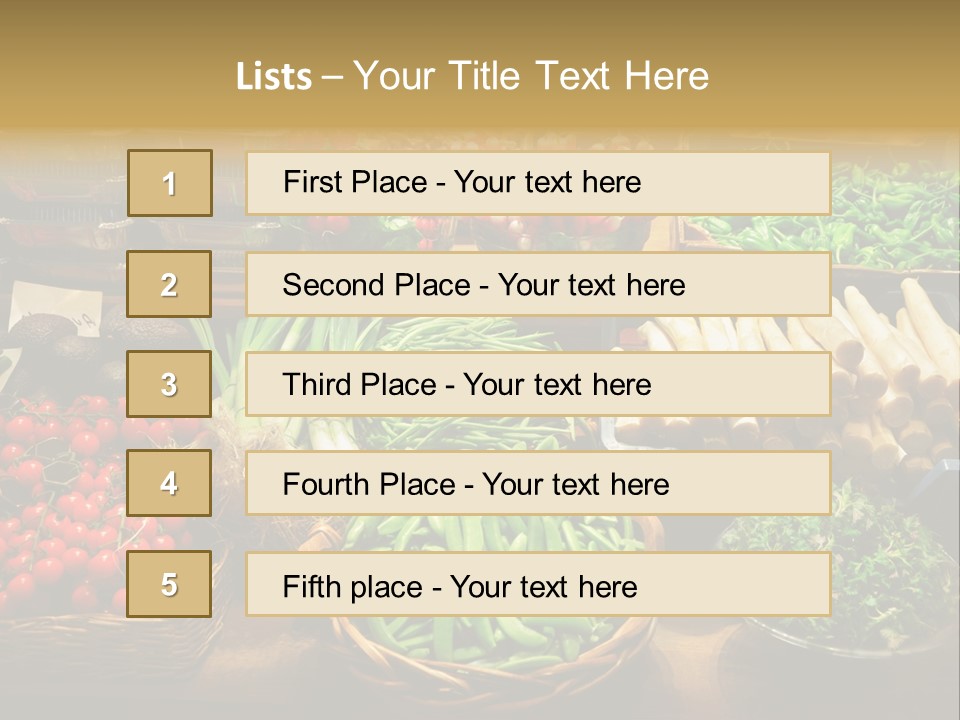 A Variety Of Vegetables Are On Display In Baskets PowerPoint Template