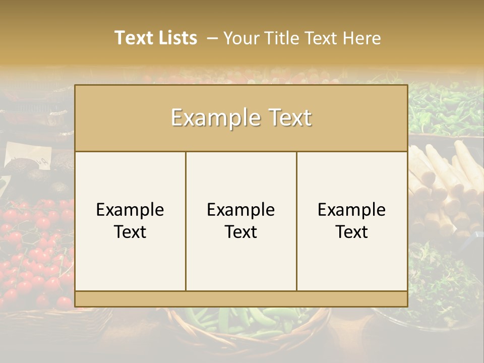 A Variety Of Vegetables Are On Display In Baskets PowerPoint Template