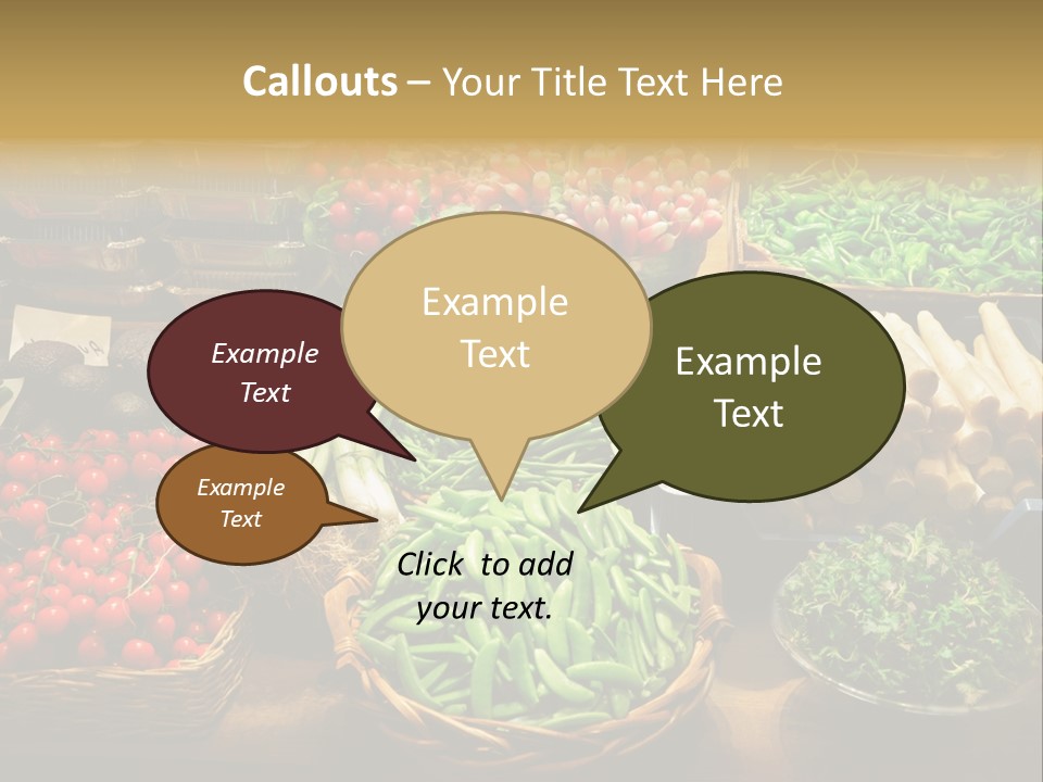 A Variety Of Vegetables Are On Display In Baskets PowerPoint Template