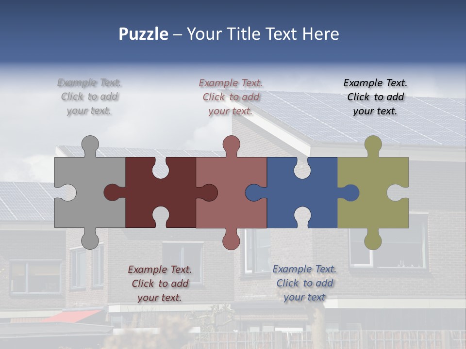 A Row Of Brick Houses With Solar Panels On The Roof PowerPoint Template