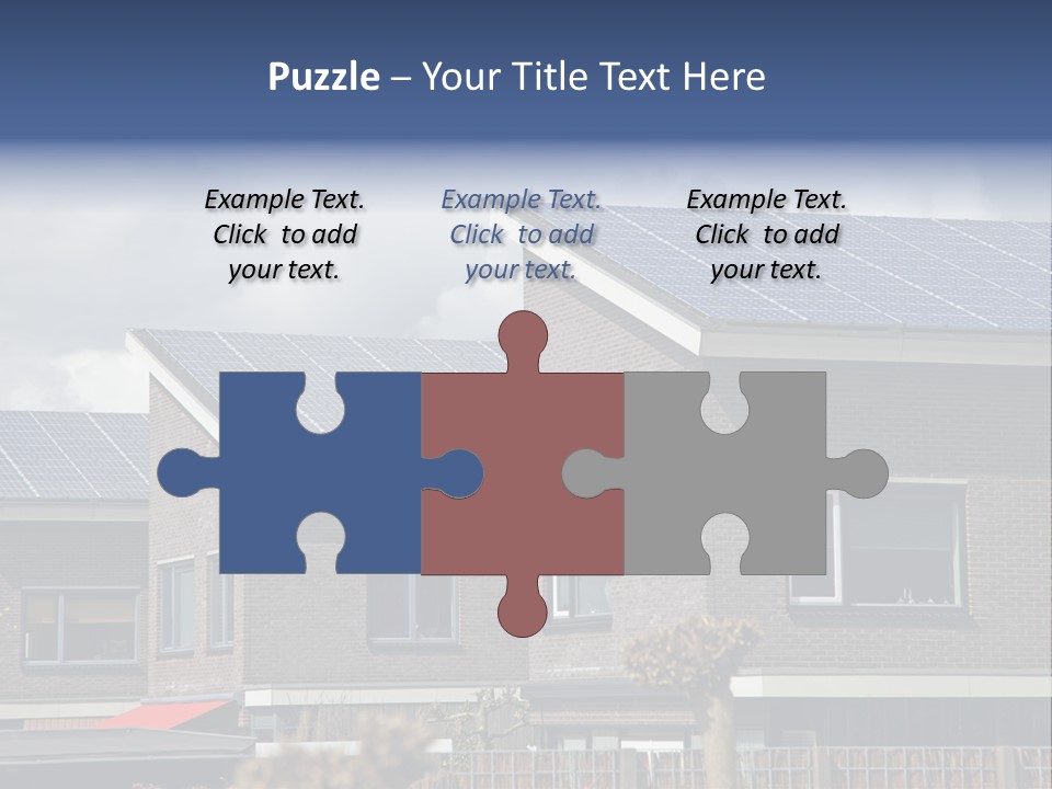 A Row Of Brick Houses With Solar Panels On The Roof PowerPoint Template