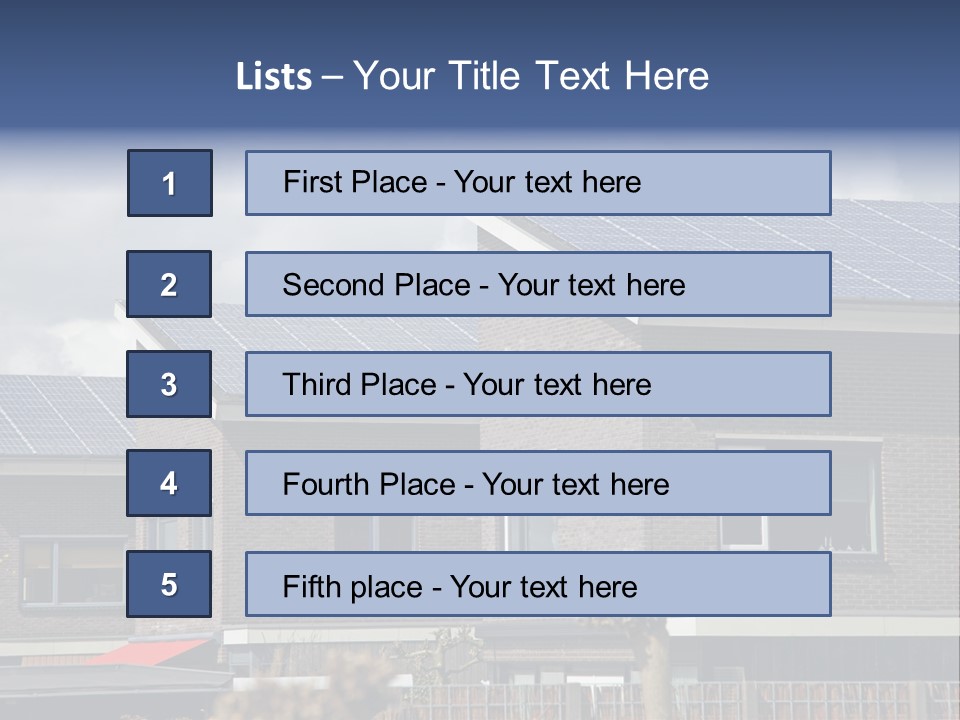 A Row Of Brick Houses With Solar Panels On The Roof PowerPoint Template
