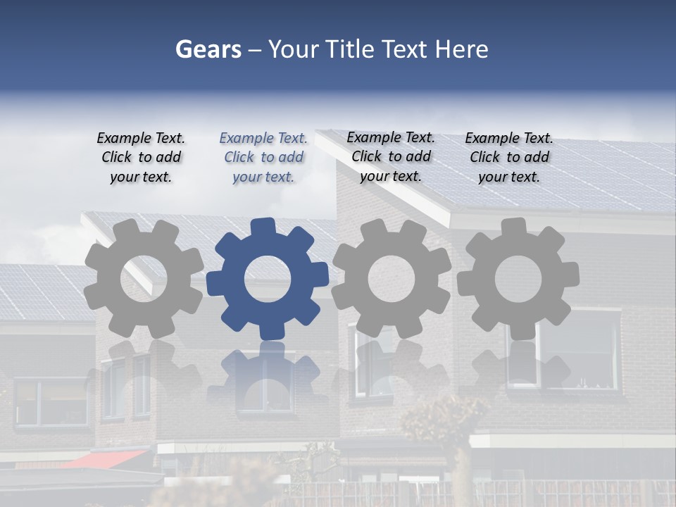 A Row Of Brick Houses With Solar Panels On The Roof PowerPoint Template