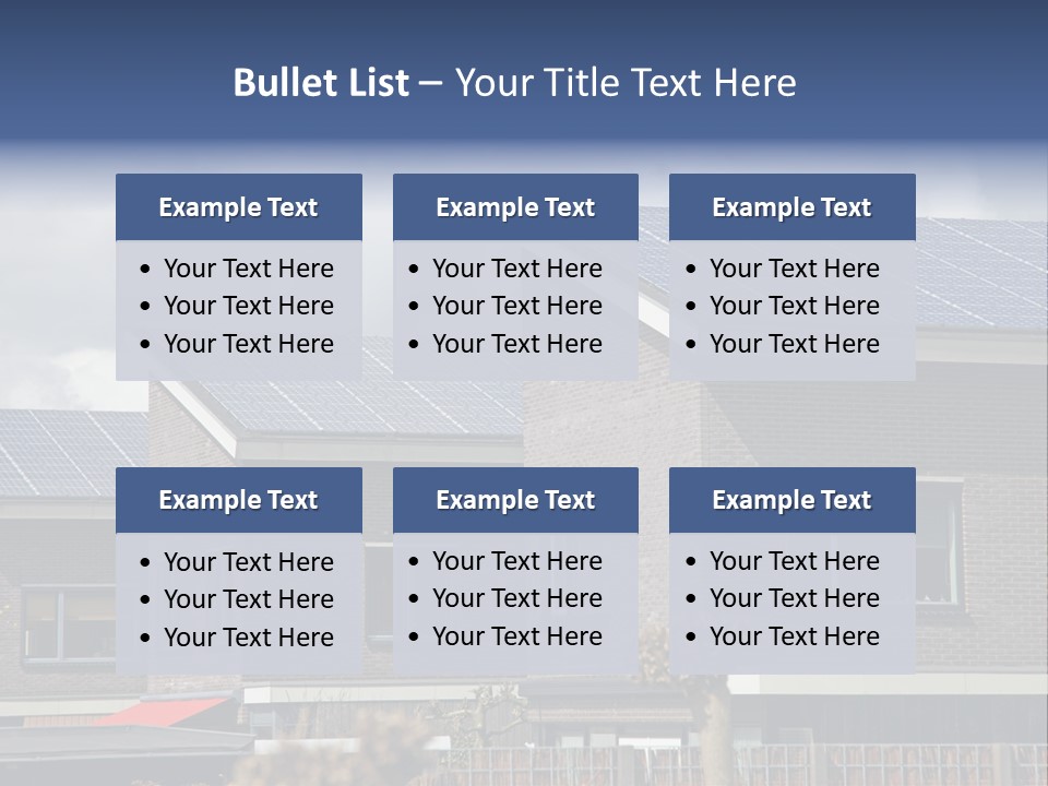 A Row Of Brick Houses With Solar Panels On The Roof PowerPoint Template