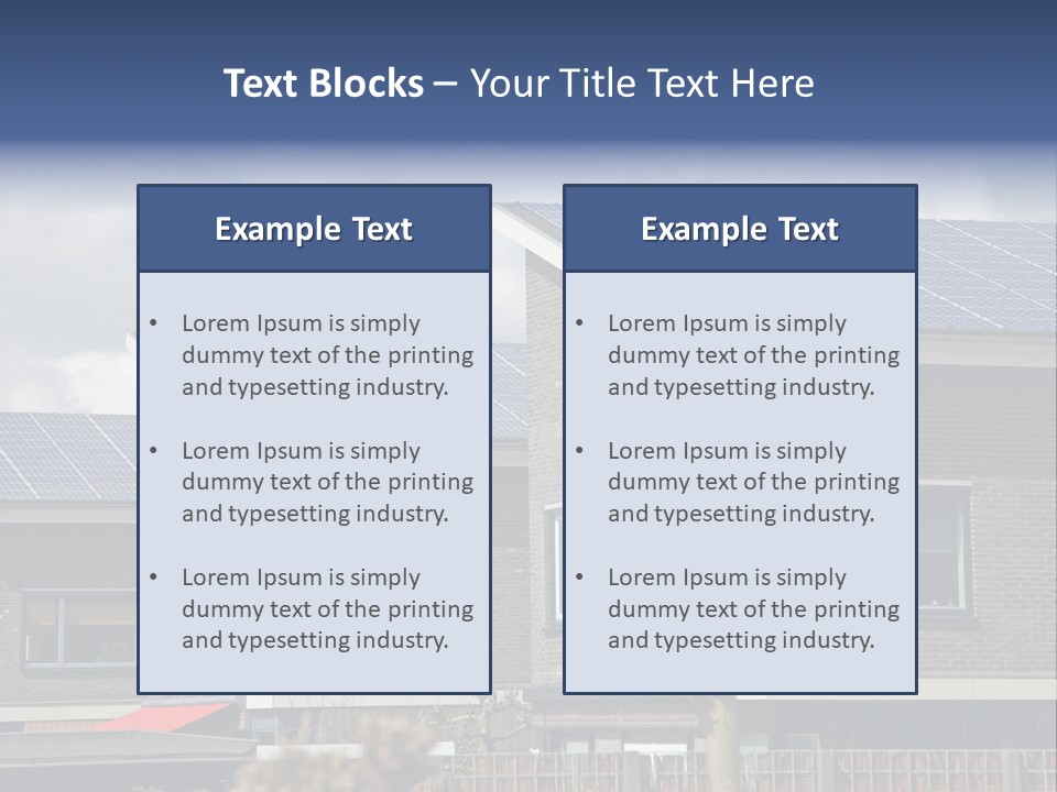 A Row Of Brick Houses With Solar Panels On The Roof PowerPoint Template