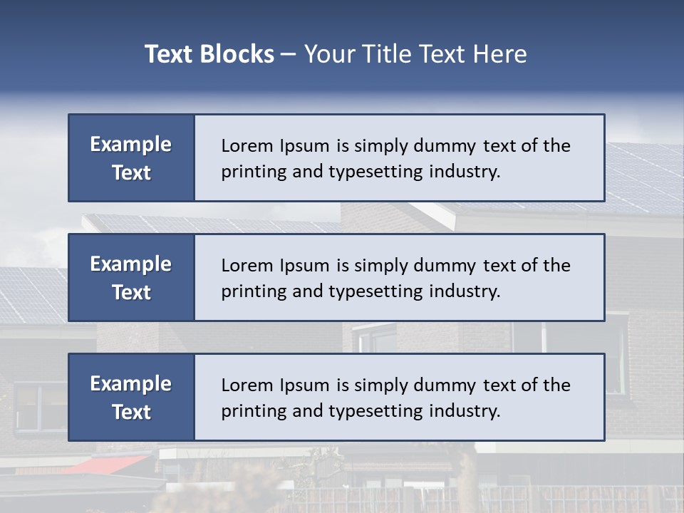 A Row Of Brick Houses With Solar Panels On The Roof PowerPoint Template