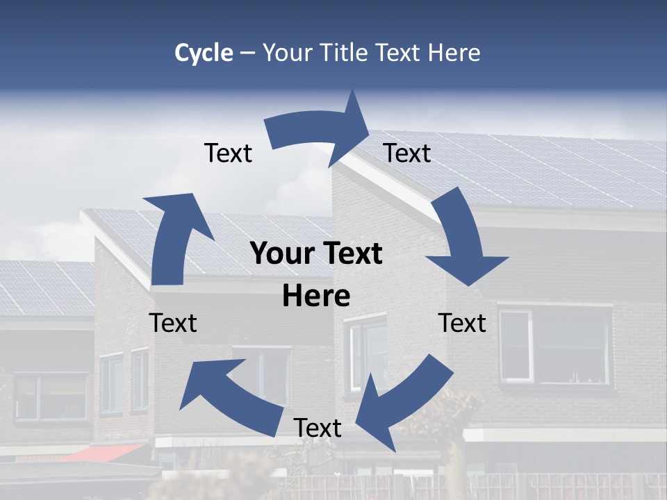 A Row Of Brick Houses With Solar Panels On The Roof PowerPoint Template