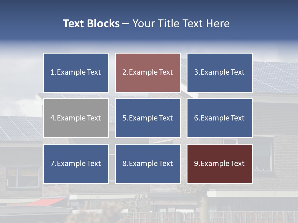 A Row Of Brick Houses With Solar Panels On The Roof PowerPoint Template