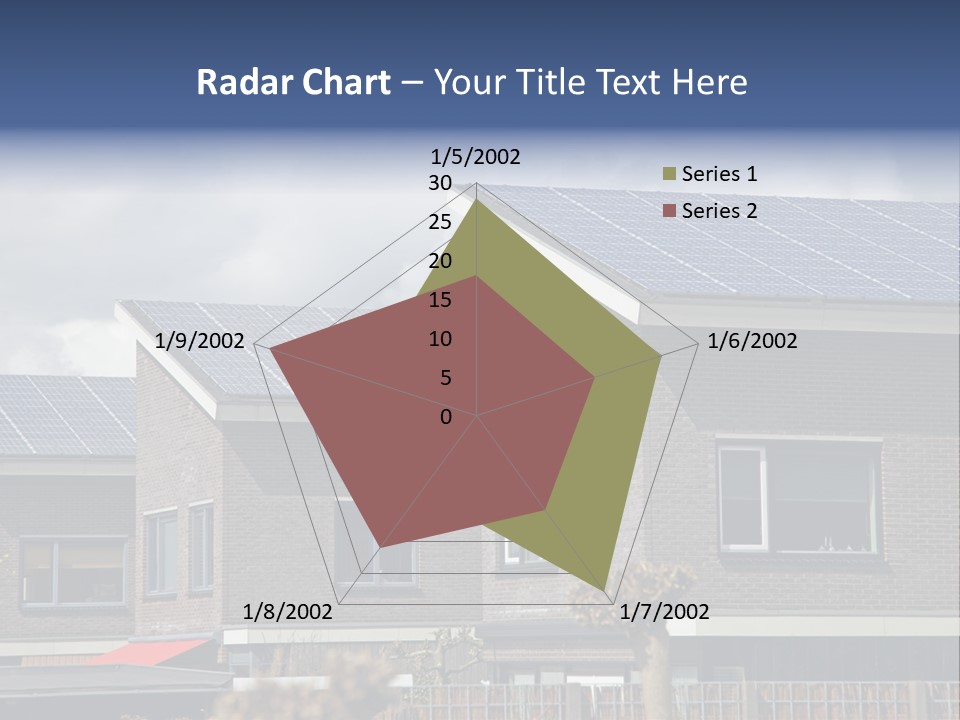 A Row Of Brick Houses With Solar Panels On The Roof PowerPoint Template
