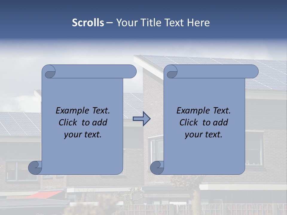 A Row Of Brick Houses With Solar Panels On The Roof PowerPoint Template