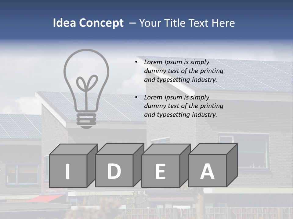 A Row Of Brick Houses With Solar Panels On The Roof PowerPoint Template