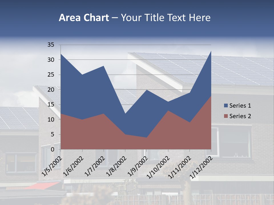 A Row Of Brick Houses With Solar Panels On The Roof PowerPoint Template