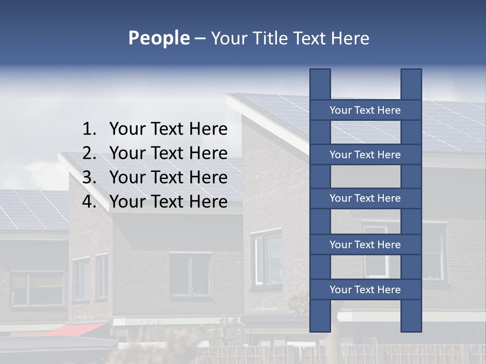 A Row Of Brick Houses With Solar Panels On The Roof PowerPoint Template
