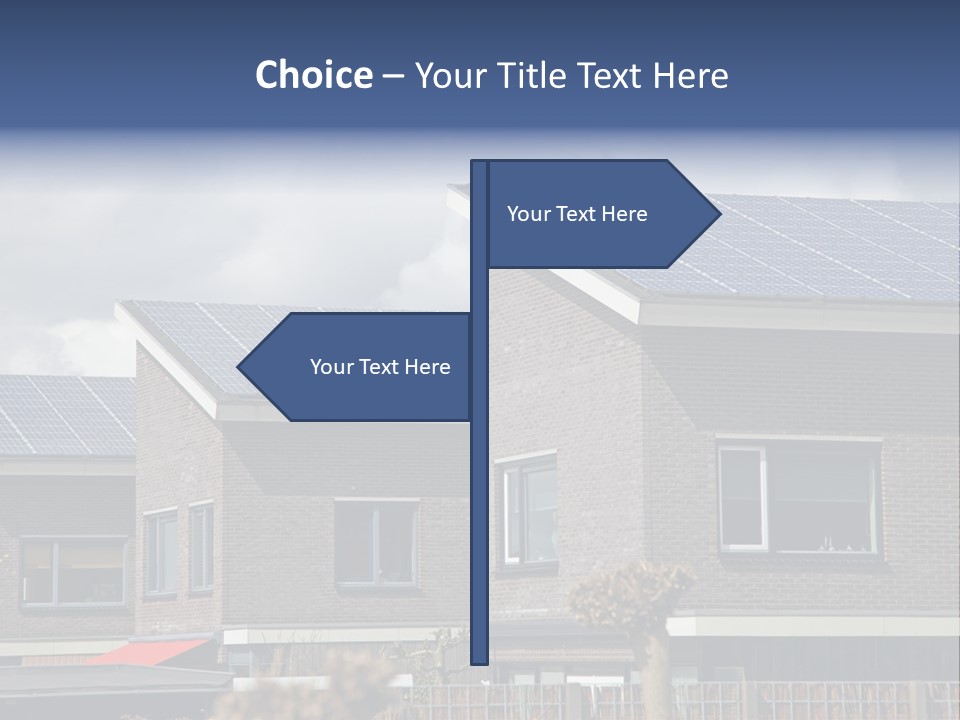 A Row Of Brick Houses With Solar Panels On The Roof PowerPoint Template