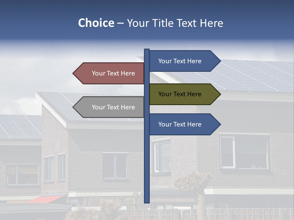 A Row Of Brick Houses With Solar Panels On The Roof PowerPoint Template