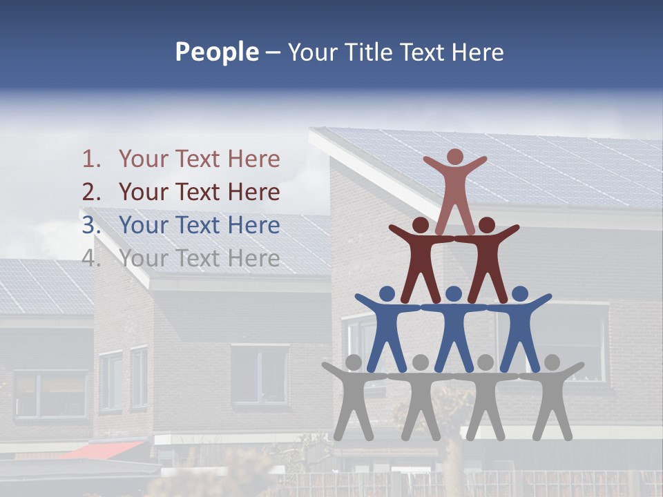 A Row Of Brick Houses With Solar Panels On The Roof PowerPoint Template