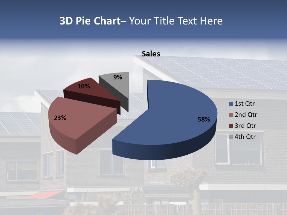 A Row Of Brick Houses With Solar Panels On The Roof PowerPoint Template