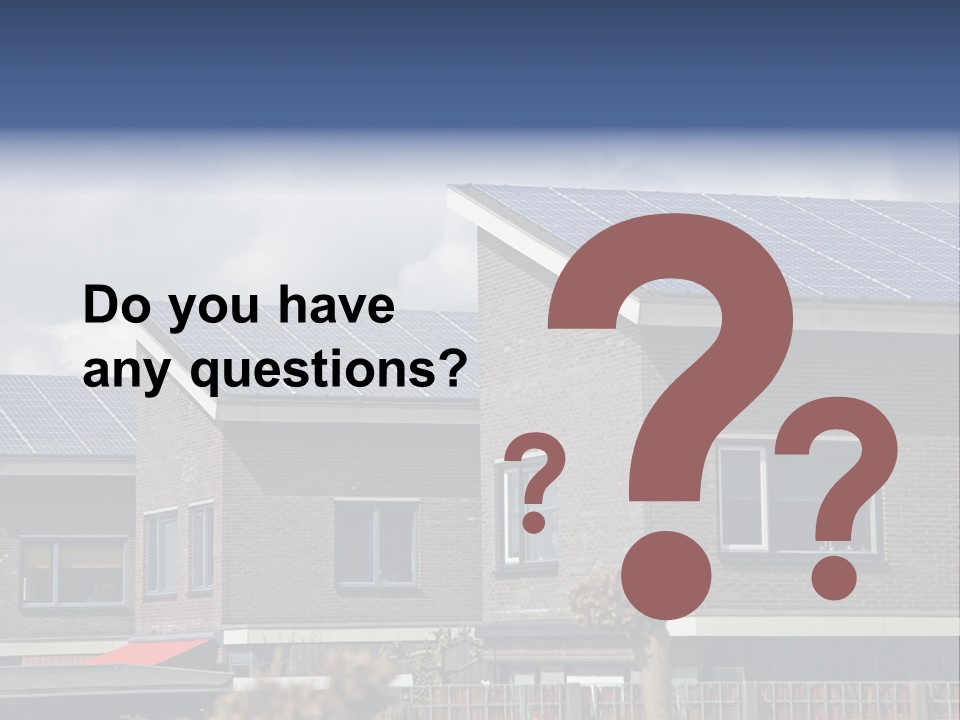 A Row Of Brick Houses With Solar Panels On The Roof PowerPoint Template