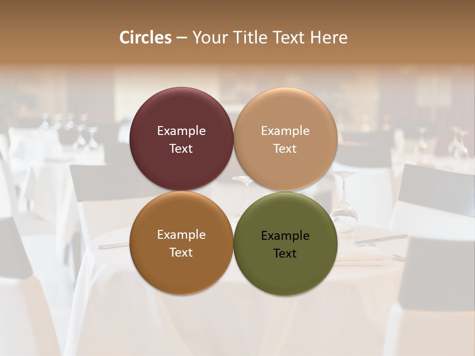 A Restaurant With White Tables And Black Chairs PowerPoint Template