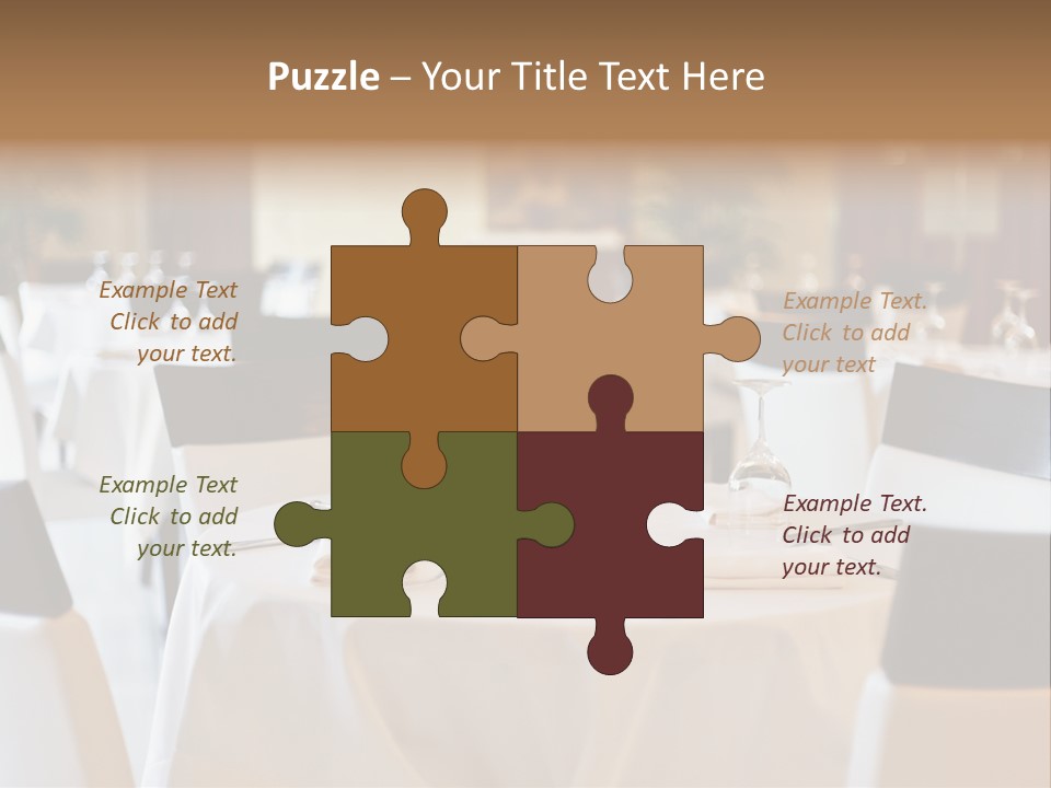 A Restaurant With White Tables And Black Chairs PowerPoint Template