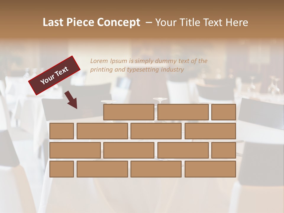 A Restaurant With White Tables And Black Chairs PowerPoint Template