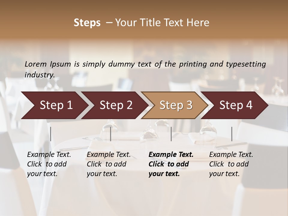 A Restaurant With White Tables And Black Chairs PowerPoint Template