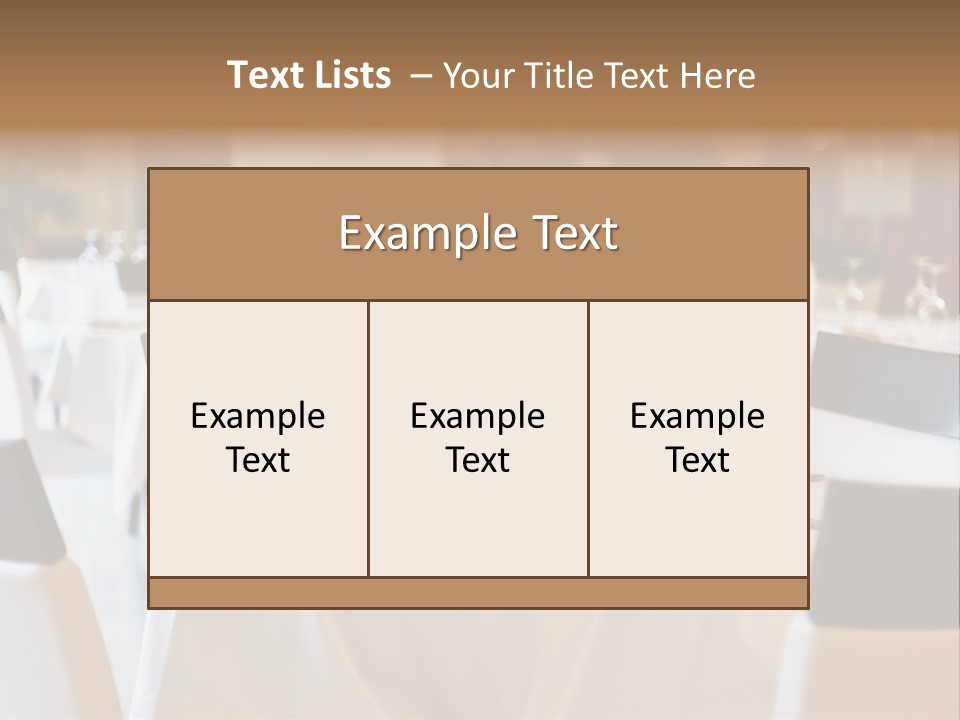 A Restaurant With White Tables And Black Chairs PowerPoint Template
