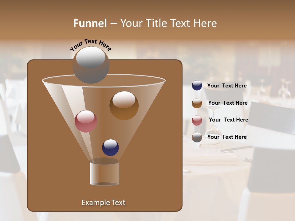 A Restaurant With White Tables And Black Chairs PowerPoint Template