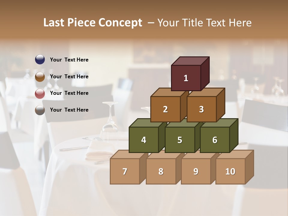 A Restaurant With White Tables And Black Chairs PowerPoint Template