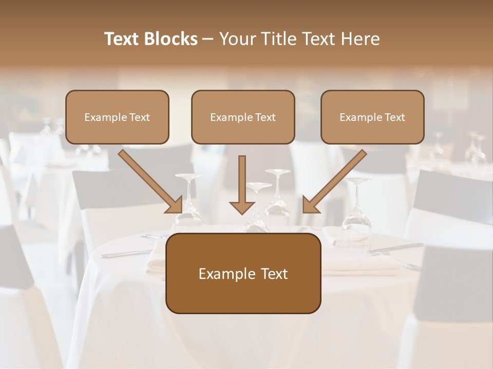 A Restaurant With White Tables And Black Chairs PowerPoint Template