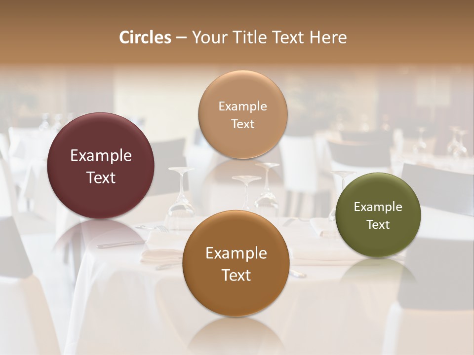 A Restaurant With White Tables And Black Chairs PowerPoint Template