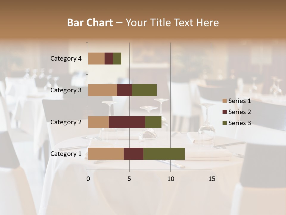 A Restaurant With White Tables And Black Chairs PowerPoint Template