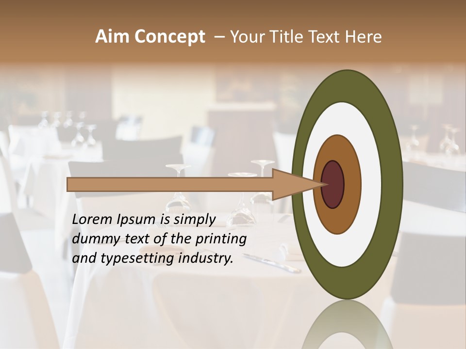 A Restaurant With White Tables And Black Chairs PowerPoint Template