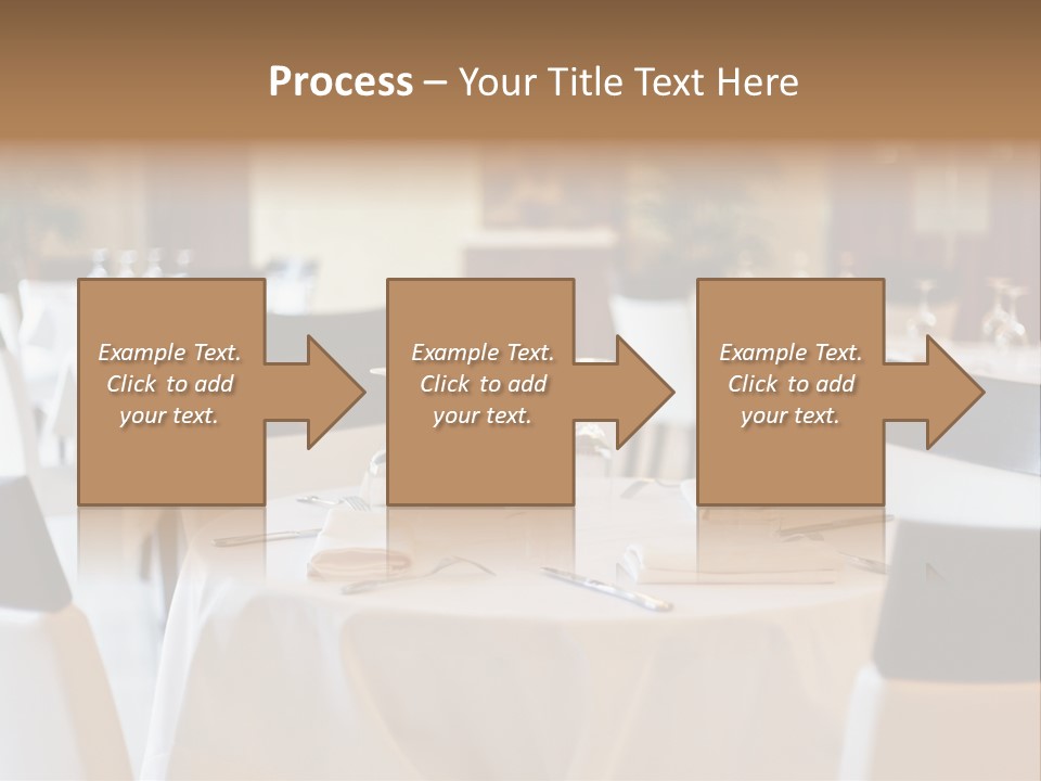 A Restaurant With White Tables And Black Chairs PowerPoint Template