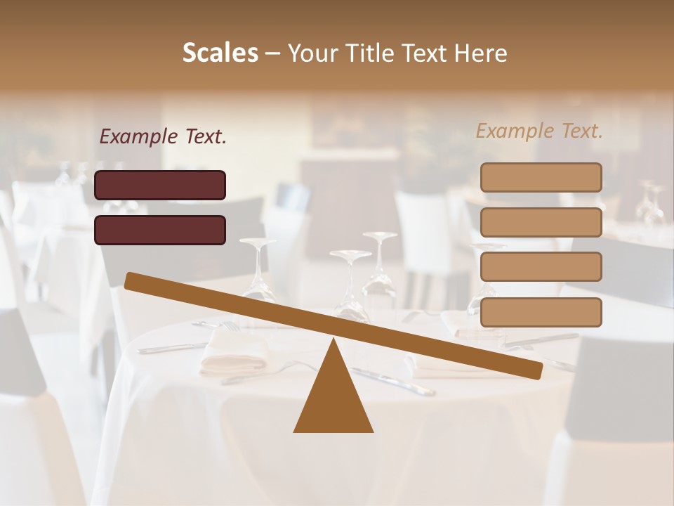 A Restaurant With White Tables And Black Chairs PowerPoint Template