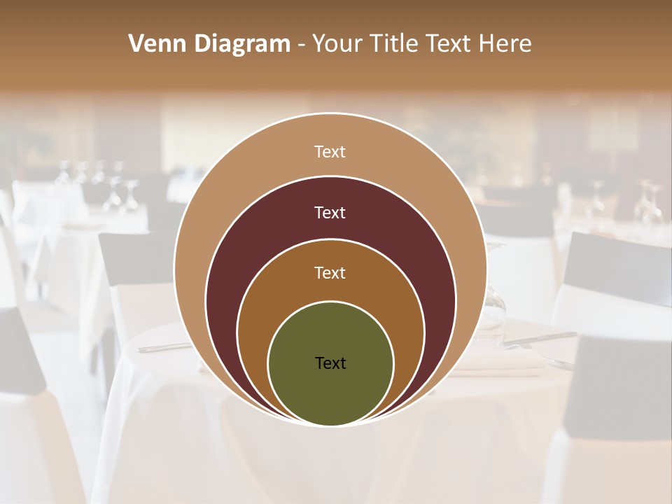 A Restaurant With White Tables And Black Chairs PowerPoint Template