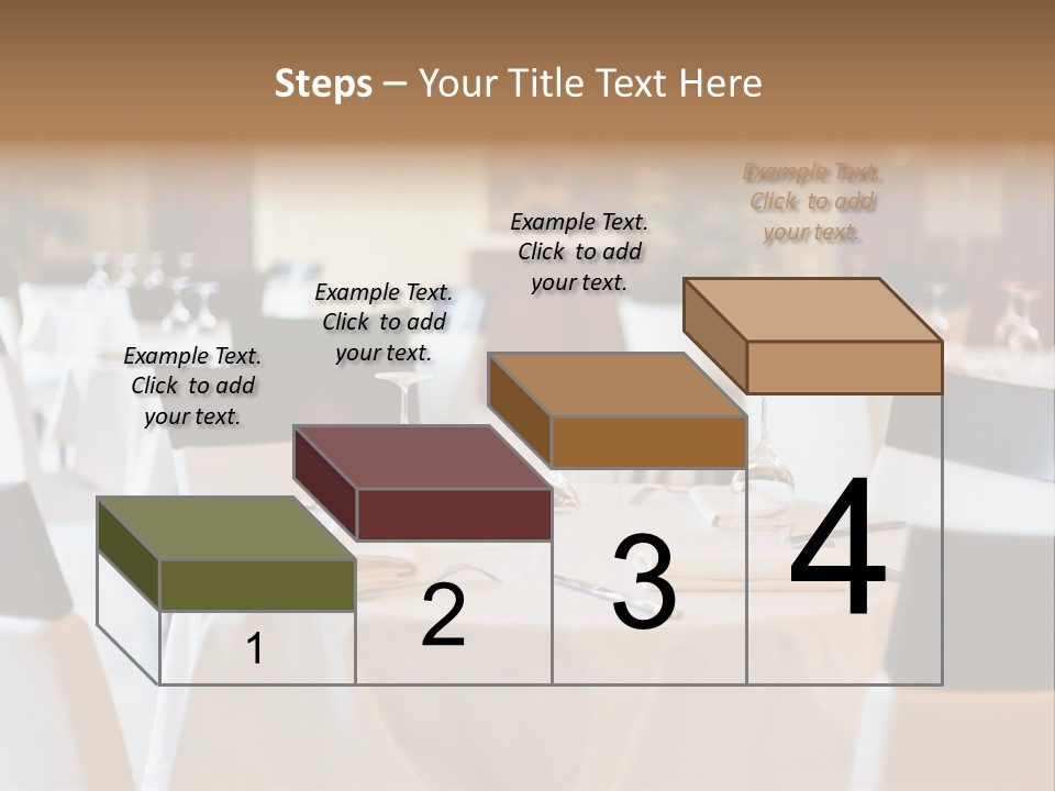 A Restaurant With White Tables And Black Chairs PowerPoint Template