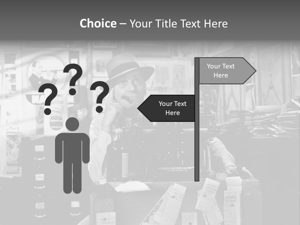 Sitting Businessmen Thinking PowerPoint Template