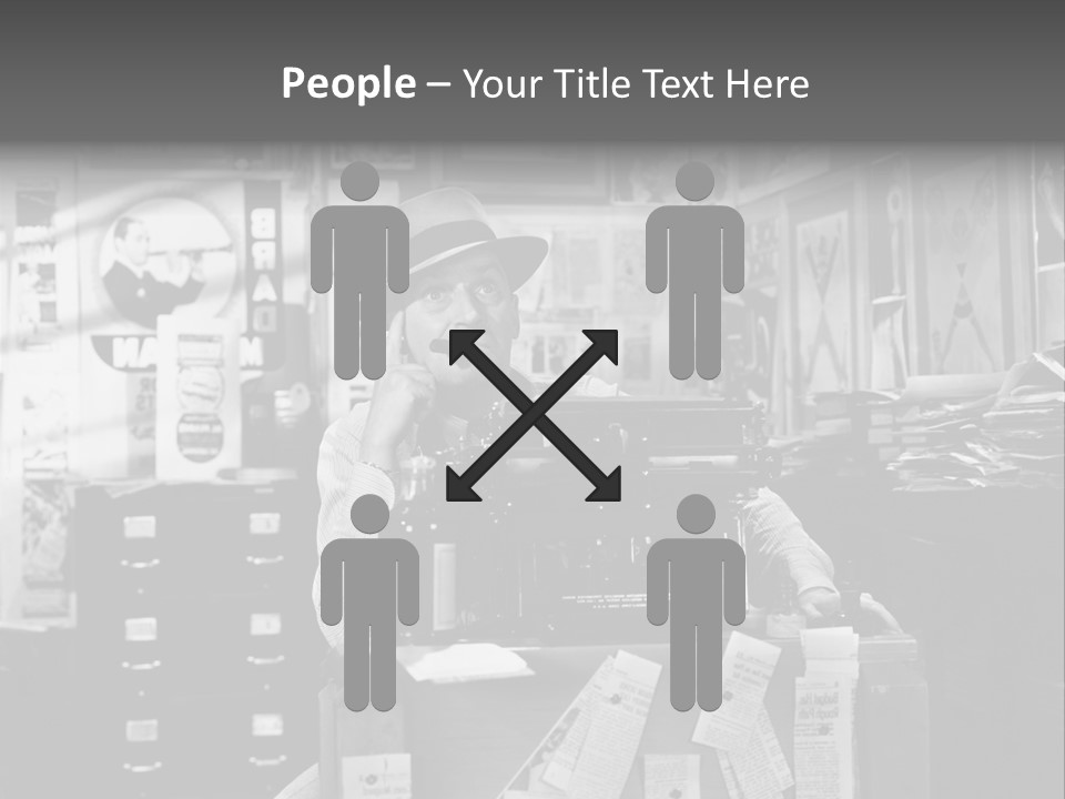 Sitting Businessmen Thinking PowerPoint Template