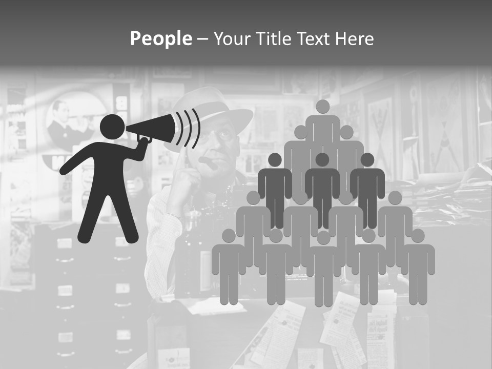 Sitting Businessmen Thinking PowerPoint Template