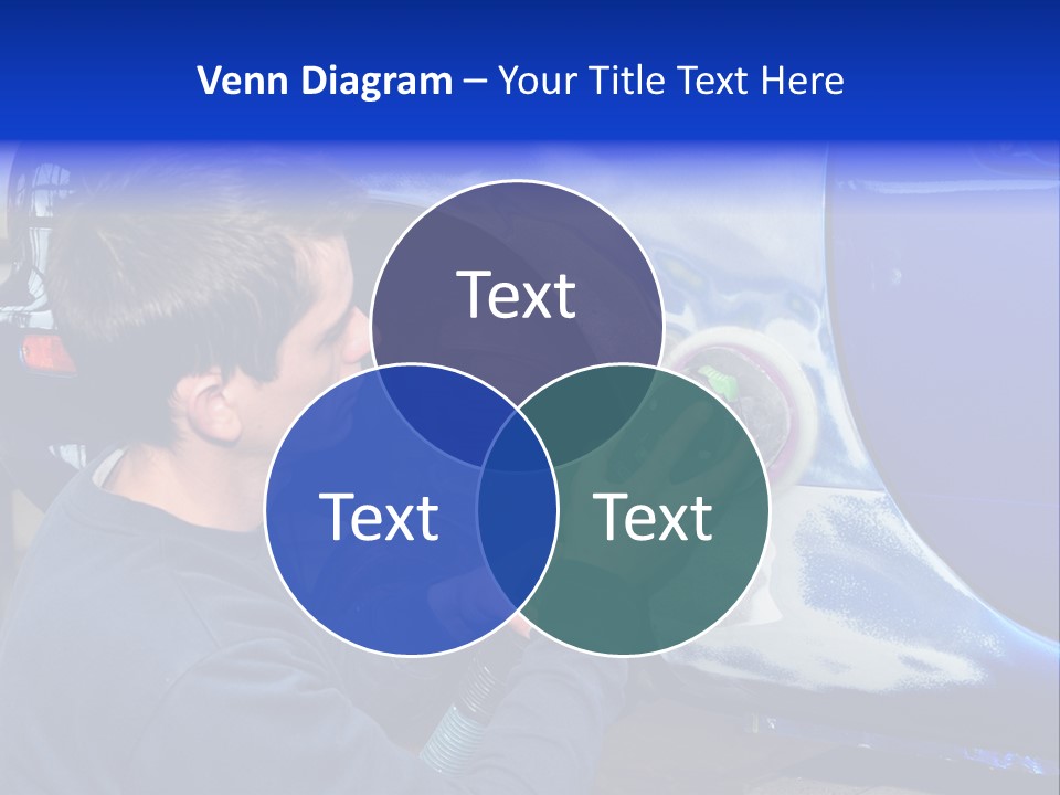 A Man Is Painting A Car With Blue Paint PowerPoint Template