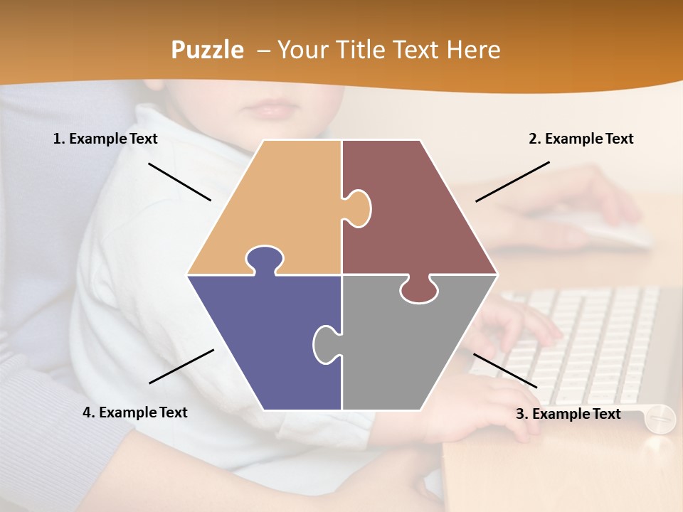 A Woman Holding A Baby Using A Laptop Computer PowerPoint Template