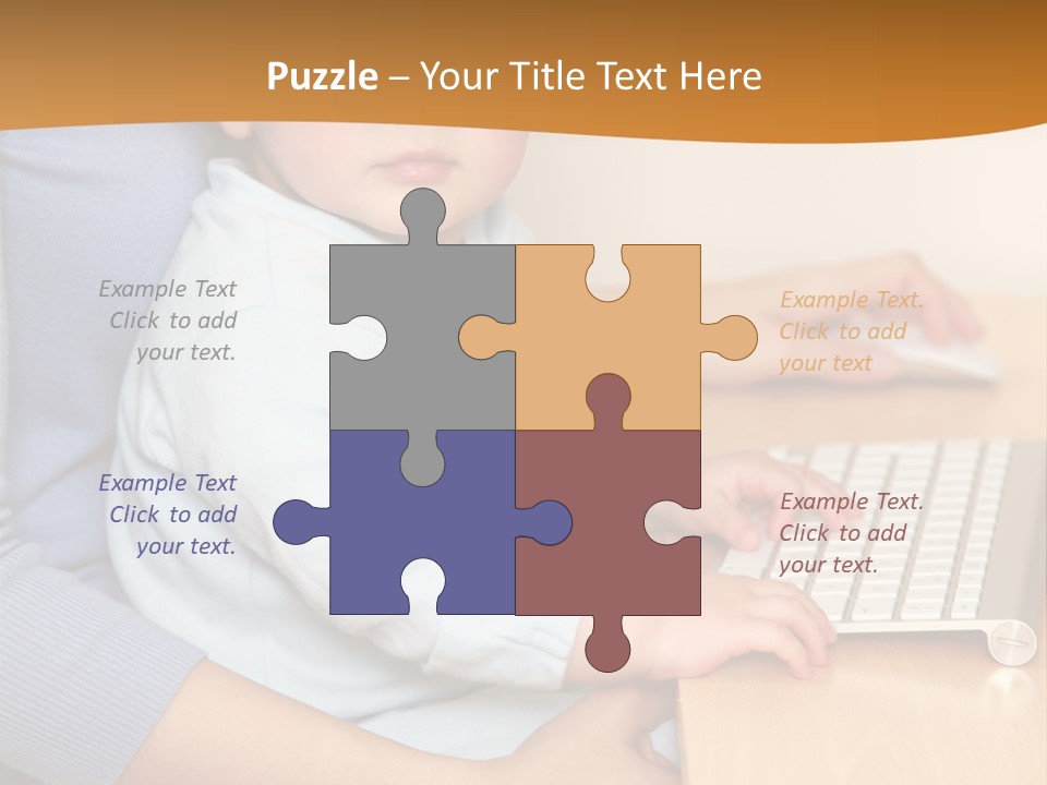 A Woman Holding A Baby Using A Laptop Computer PowerPoint Template