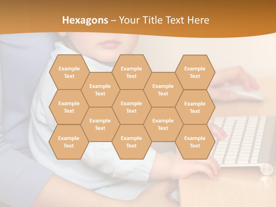 A Woman Holding A Baby Using A Laptop Computer PowerPoint Template