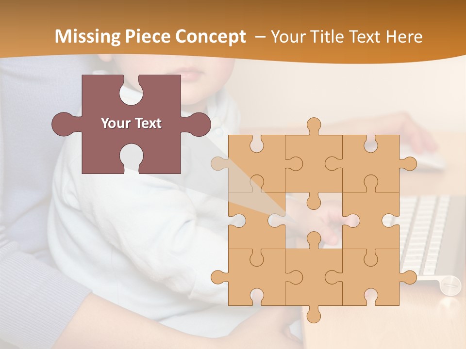 A Woman Holding A Baby Using A Laptop Computer PowerPoint Template