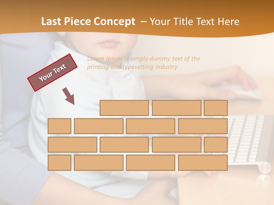 A Woman Holding A Baby Using A Laptop Computer PowerPoint Template