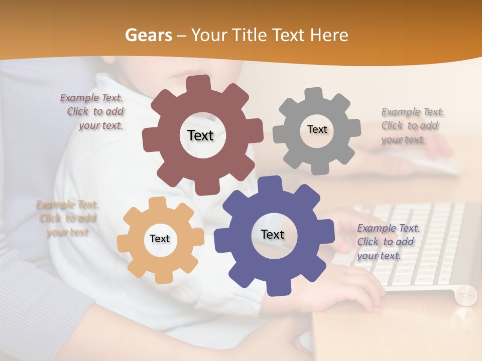 A Woman Holding A Baby Using A Laptop Computer PowerPoint Template