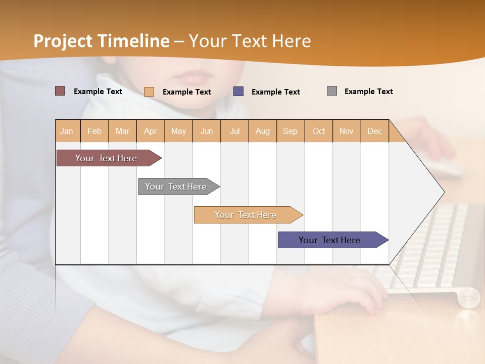 A Woman Holding A Baby Using A Laptop Computer PowerPoint Template