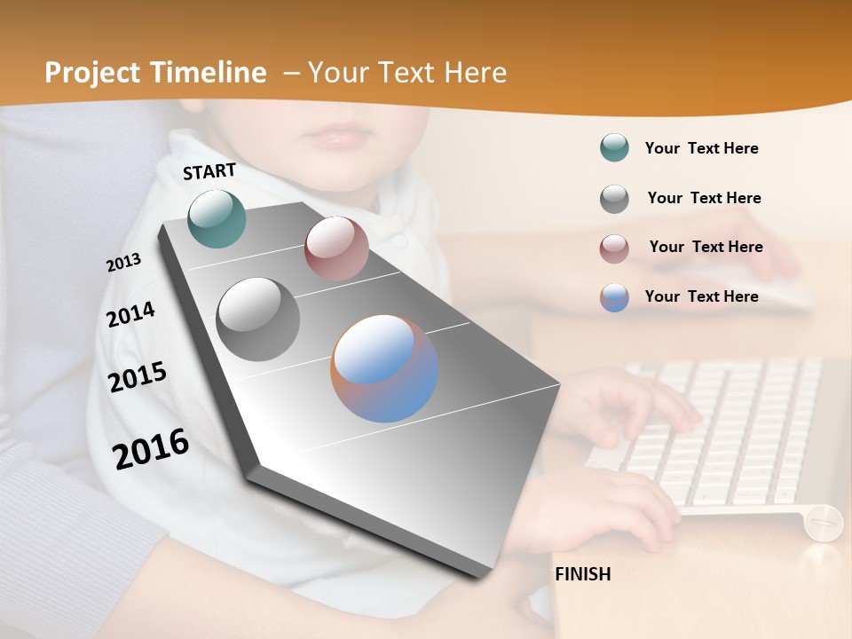 A Woman Holding A Baby Using A Laptop Computer PowerPoint Template