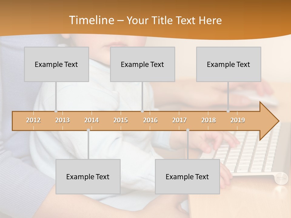 A Woman Holding A Baby Using A Laptop Computer PowerPoint Template